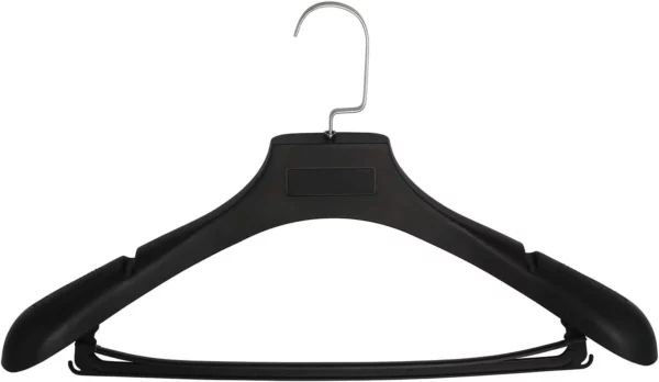 15-Pack Black Plastic Hangers Sharjah: 17.7" Width, Notched Shoulders